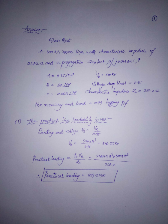 0 Given that A 500 KI, 200kn/ alterntc -A = 0.951020 2se.2-Q. Charactenstaehnpedanto Qこ eso.coalgo le 0-55 2s8.2.