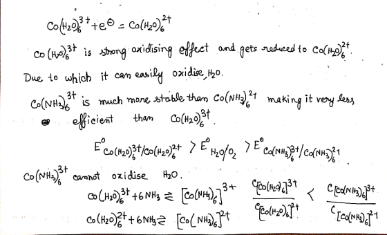 co (wet is yong oxidising efhet ondlets.ud udto Ca(喊t Dueto which it can easu oxidise 150. i much mone stosle than Co(win) m