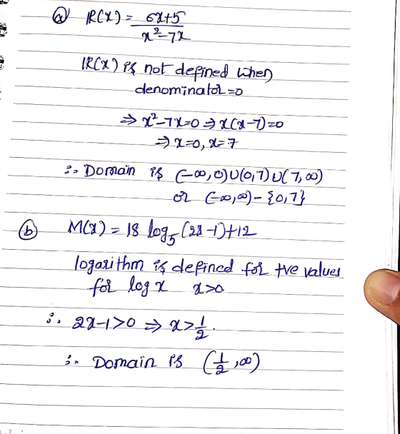 @ RCX) =_6215 - x ²72 IRCX) if not defined when denominatol zo » x²_71=0 XC8-7) 20 2=0,X7 D 3Domain is G-00, U10,7) U( 7,00)
