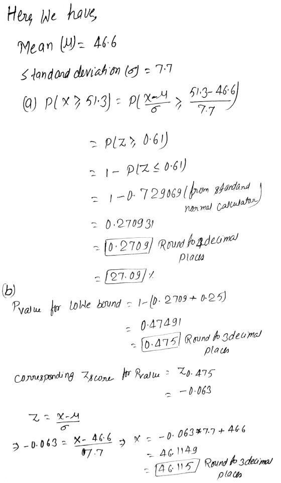Here We have Mean (M= 46.6 Standard deviation (69 = 7.7 (C) PCX 7,513) - Pl Tery 503-4667 7 PLZ), 0:61) 21- PIZ30.61) 31-0729