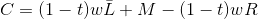 C=(1-t)w\bar{L}+M-(1-t)wR