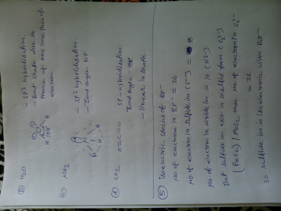 H2O - Sp3 hybriddischn elecrsom AW2 -SP3 hybridischan Nof elec 0.06 electron m Ali taidela /o CN89 sltidle ion o iso electron