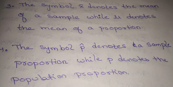 3. The smbel aanotes the mea a sample hile denotes mean portoo m bol f demotes ba Sampe Psopostion skile p denees e