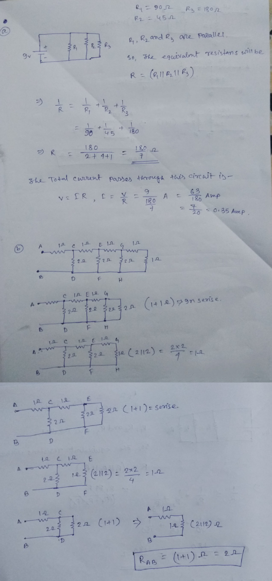 R3 = 1802 R = gor R2 = 452 R, R2 and ₃ are paraller. R3 R3 gor E So, the equivalent resistans will be (R118_1123) R = 1 11 +