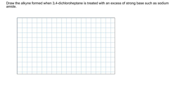 Draw the alkyne formed when 3,4-dichloroheptane is