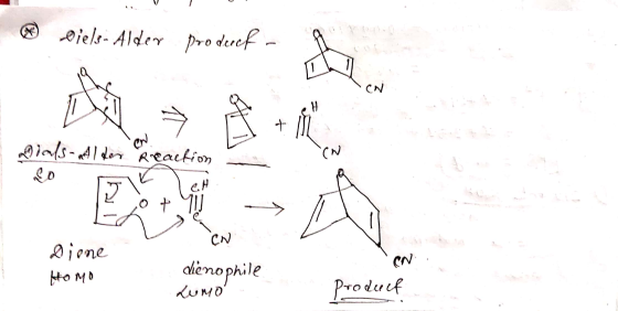 Diels-Alder product- Dials- der Reaction o 17 Diene Homo dienophile CN dienophile LUMO Apie product DO