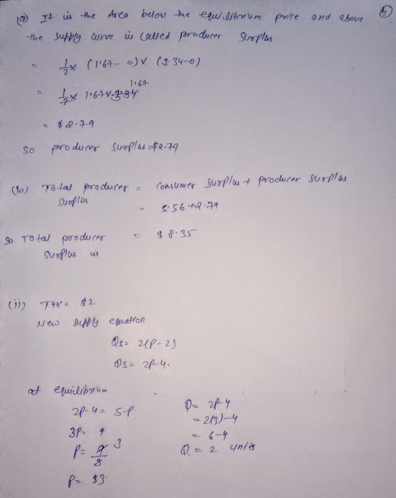 It 10) bele is the area price and above the in the area below the equilibrium supply cerve is called producer Suoples 1x (167