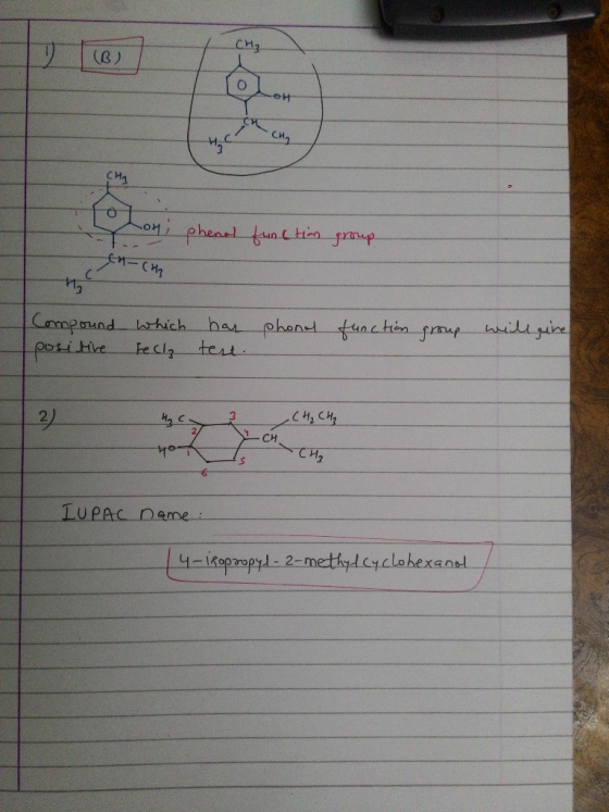 CH3 (B) CH2 CH2 pheael tunttien frinp en-CH aridigire har phonel tunchin frmap Cmpmund rhich tert Fe cl3 poritice 2) - CH CH2