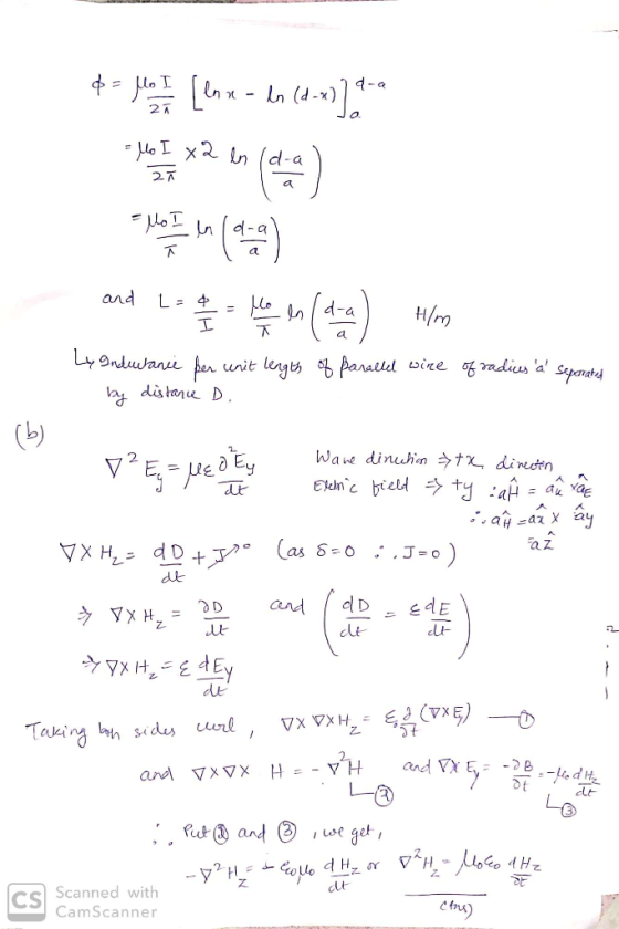 4- yangi (lnx - An (- ME Lan (dan) and Latin mida) Ho Ly Indutanie fer unit length of by distance D. parallel wire of radices