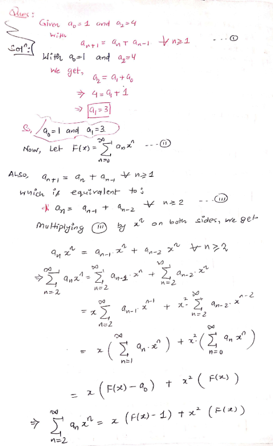 Ques: > with autant tuz1 ... Cat?:? Given a = 1 and a₂=4 to anti- ant au- With q=1 and 9=4 We get, - ₂ = 9,+ 7 4=+1 6,19-1 an