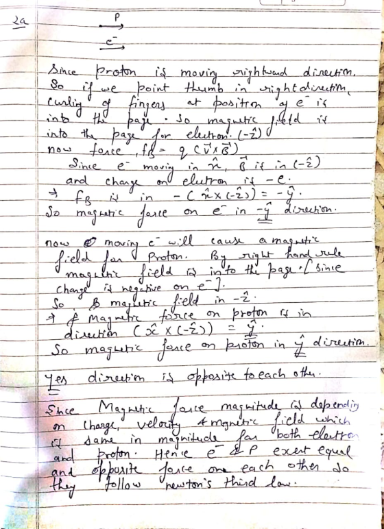 Р La q into now e and in direction. now cause By right hand rule Since proton is moving rightwand direction, So if we point t