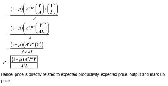 (1+x)=P(1)-(+)) (1+x)(4P (2) (1+y)(AP® (Y)) Ax AL (1+4) APY AL Hence, price is directly related to expected productivity, exp