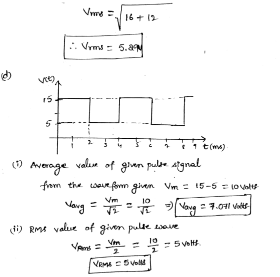 Vrms = 1 4/ 16+ 12 .. Vrms = 5.29 Vita + 2 į ý si Terma). Average value of given pulse signal from the waveform given Vm =