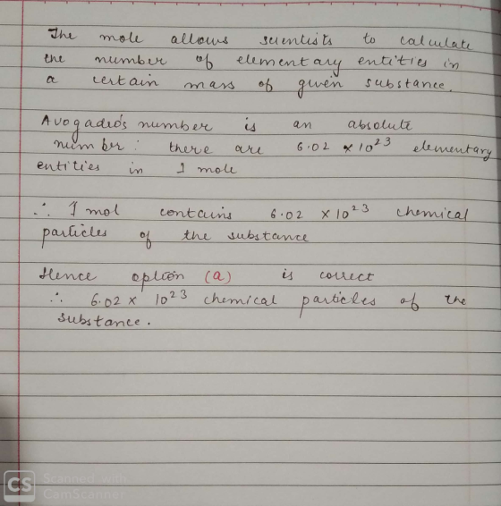 The the a mole number certain allows suentists of elementary mass of given en to calculate entities in substance Avogadros nu