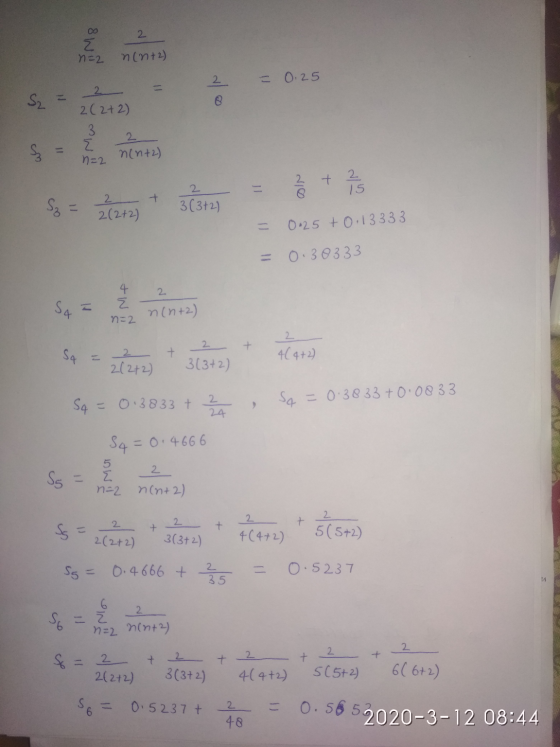 2 = 0.25 s. = 2 = S2 2C742) 2 (2+2 ) S = + is $ = 2212 + 36 3 (372) 2 (2+2) = = 0.25 +0.13333 0.30333 tw S4 = meninta) n(nt.