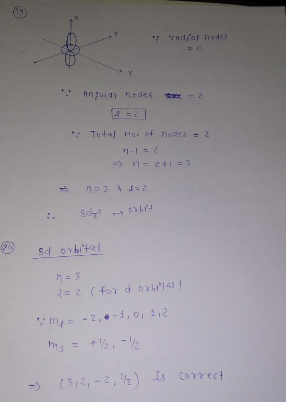 so radial nodes . the = 2 Angular nodes H=2 • Total nor of hodes = 2 n-1-2 = n = 2+1-3 - n=3 & 2 = 2 3dy² – Orbit 8. (20 sd o