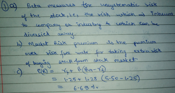 measures the Da Beta the umystematic risk of stock, ie, the risk which is inheunt to company of industry & which can be diver