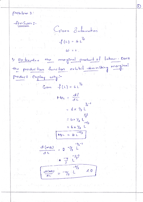 リ petern e +he moa.nalproduct of labour. Does Produc tion function evlu bi↓ ·diminShin a mo,ainal Produc Expla d L ご6X 3 3 d