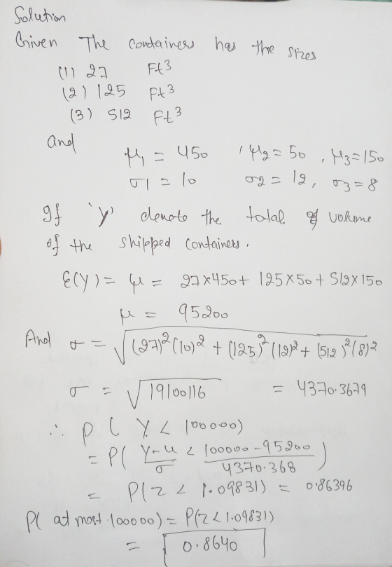 has the sizes Ft 3 Ft3 Solution Given The containers ( 2 Ft3 121 125 (3) 512 And Mya 1 Mg = 50 H3-150 lo gf off volume of the