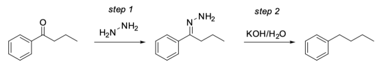 step 1 step 2 H₂N-NH2 KOH/H2O