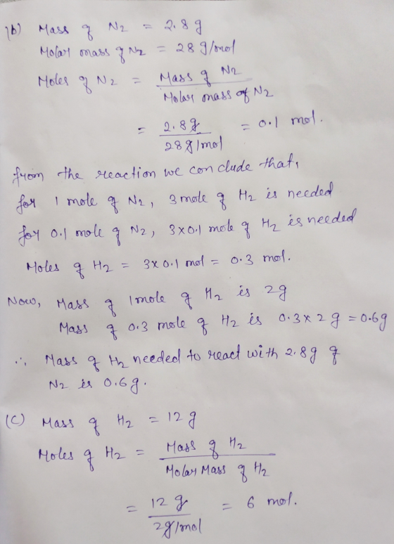 16 Mass q N2 = 289 Molar mass of Ng = 289/onal Moles of N2 = Mass of N2 Holay mass of Na = 2184 = 0.1 moli 2881mol from the r