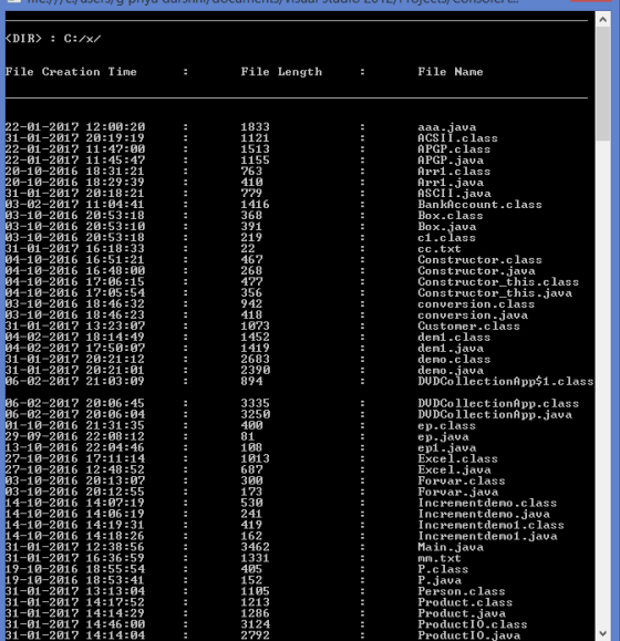ile CreationTime File Length Pile Hame 2-01-2017 12:00:20 1-01-2017 20:19:19 2-01-2017 11:47:00 2-01-2017 11:45:47 0-10-2016
