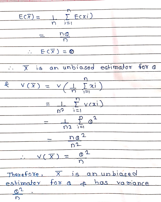 ECF) = tf Ecxi) n jan no _ = n · ECF) = 0 i X is an unbiased estimator for o & V (X) = szi j a rexi) n2 i si na2 02 Live) = 0