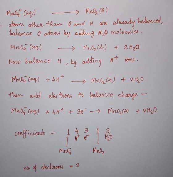 Maou Cag) – Mnda (8) atoms other than 0 and it are already balanced, balance o atoms by adding to molecules. Madu (aq) – Mala