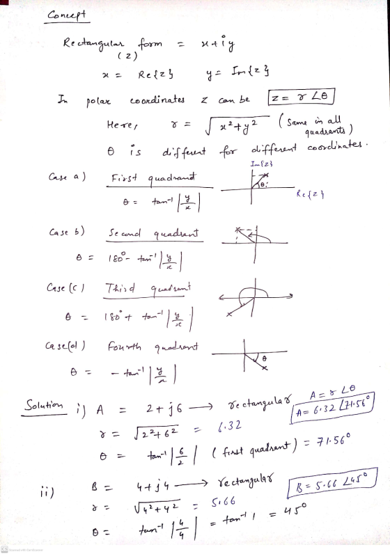 . Concept uniy Rectangular form (2) Re{z} 21 y = Im{z} In coordinates polar z can be za rlo Here, 8= 5x² + y2 (same in all qu