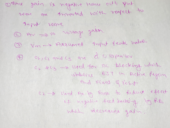 Home with out put respect to Since gain is negative was an arrested Input were ® Ar 10 volterge (③ vm Assumed gath input feak