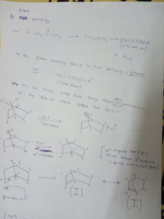 First By Pato possibility, on + Cha-C- cha cha co cha Ch2= c (Che)- é (enolare ion) so the + proton H2O extracting species in