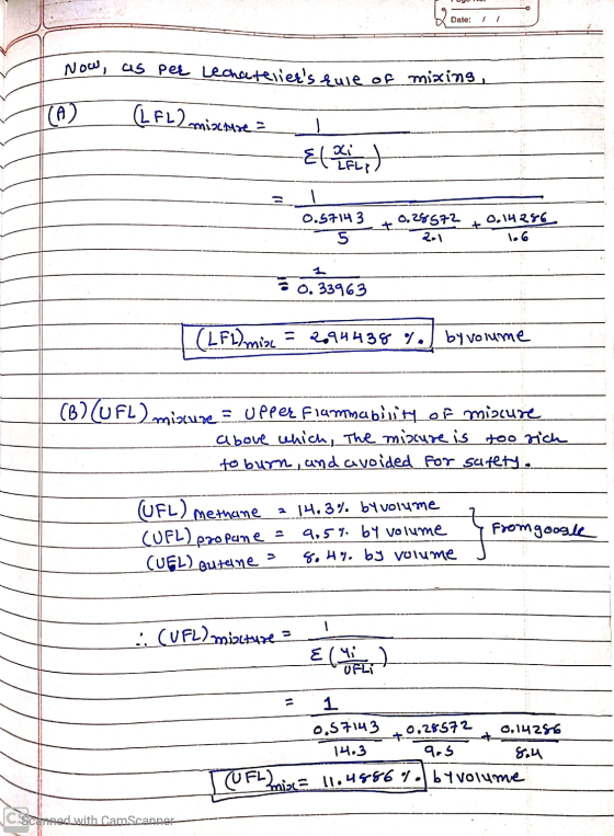 Date: 1 11 I Now, as per Lechateliers rule of mixing, (0) (LFL) mizize = - El minst 0.57143 0.24572 0.14296 २.1 - 30.33963 1