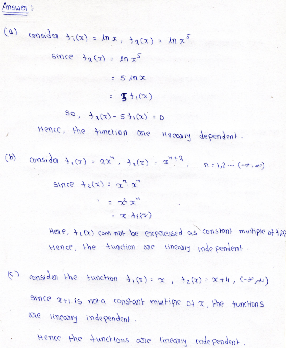 Answen (a) considen ,(x) in x, a(x) n Since 2()An : S An x 5x) So, 2(a)- 51() 0 Hence, the Junction lin caydependen (b Consid