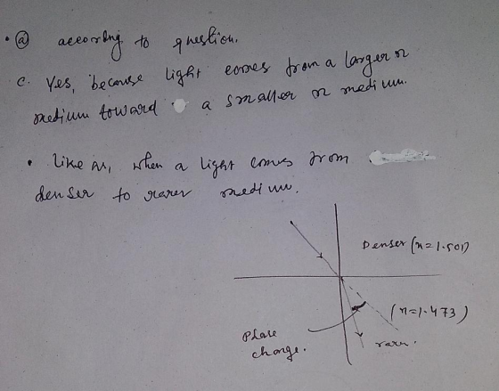according to question, c. Yes, because light comes from a comes from a larger medium toward a smaller in medium. like a when