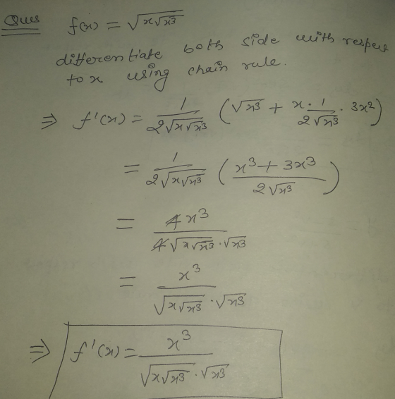 Ques foi = vara r5x3 e with with respect differentiate to a cusing both chain side rule. 2. f(x) = 2 (V75 + x = 1 1 3 342) =
