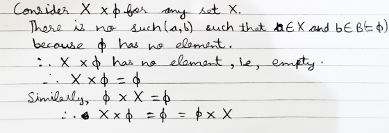 Consider X x o for any set X. There is no such (a,b) such that a EX and bE BEO) because o has no element. ..x xd has no eleme