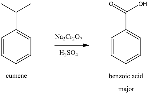 Na2Cr207
H2SO4
cumene
benzoic acid
major