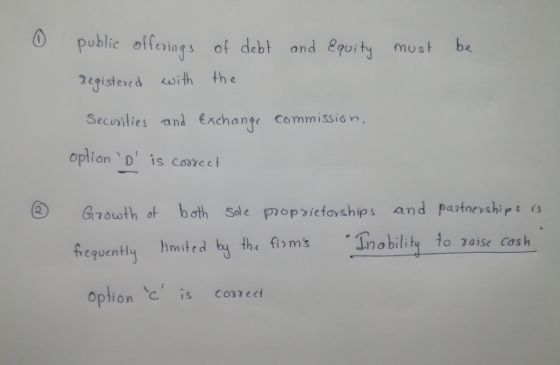 public offevings of deb and equity must be alisterd asth the Secのilies anl exchanlı commission. option D is cane ct Gouoth