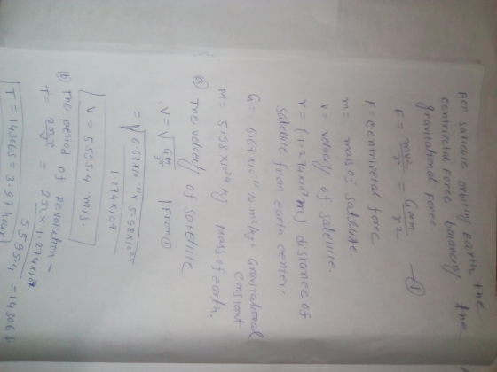 ne.. Fe saticore orbit centrirctal Foree boianc ravitahmal Foree Fcentripetal forrc veloe of sateinte saleuite fran eartn cen
