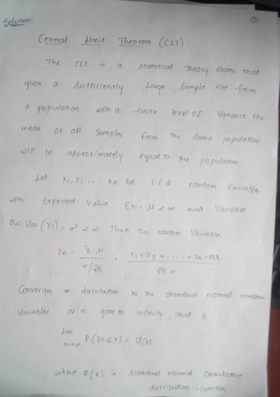 Centralmit Theo rem (CLT) orge ample from given a Butficienty o popudamon oih a finite levl of Varance, th mean ot al o be ap