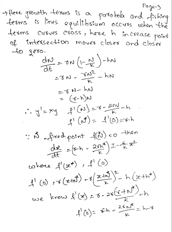 - Page 3 Here growth troms is a parobola and fishing terms is lines equilibrium occurs when the terms curves cross, here h in