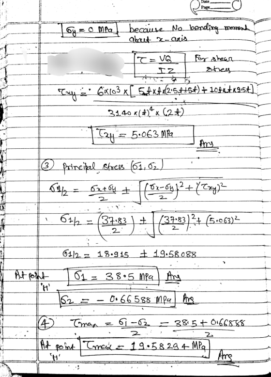 Date Page Toy zo mea because No bending moment about X-agis I=VQ for shear shey IZ Irey 6XL03 x [ Set xt6(265.4454) + 104ktx9
