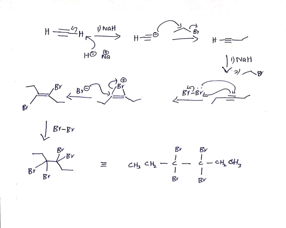 H = 2 – I) Nah. s > Haº HOP -> H 3-1 1) Nah V. 2) ~B 13 ✓ Br Br-Br i Br • 4-1-1, Į CH₃ CH₂ -U- e-ch CH₂ / Br