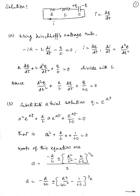 solution: + rumah IR I c (a) asing kinchhoffs rottage rule, - iR-Shoes - =0; it dhe me R da 1 + 1 dia 2 + y 20 divide with L