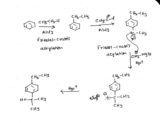 단H - CH₂-CHg CH3ca4 > Alu 74-CH3 Al 3 Frieder-crafts alkylation friedel - crabty acylation les Jets-mg Br Agut i CH2-CH3 CH-C
