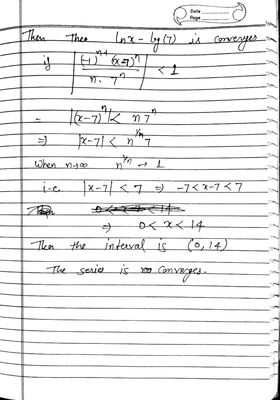Date Page Then Theo Inx-by (2) o is Converges id H6c7) n. T 7 र1 म |(x-7) ** 7) Kn 7 yo >> X-71 {ny When noo Yn n → I i-e (x-