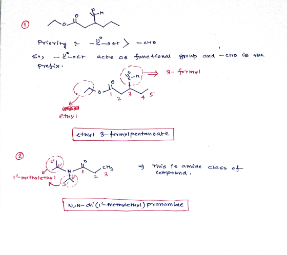 o not Priority & doct> CHO وهي acts as functional group and -Cro is the - doet prefix 3- formy, 3 2 ethyl ethyl 3-formylpenta