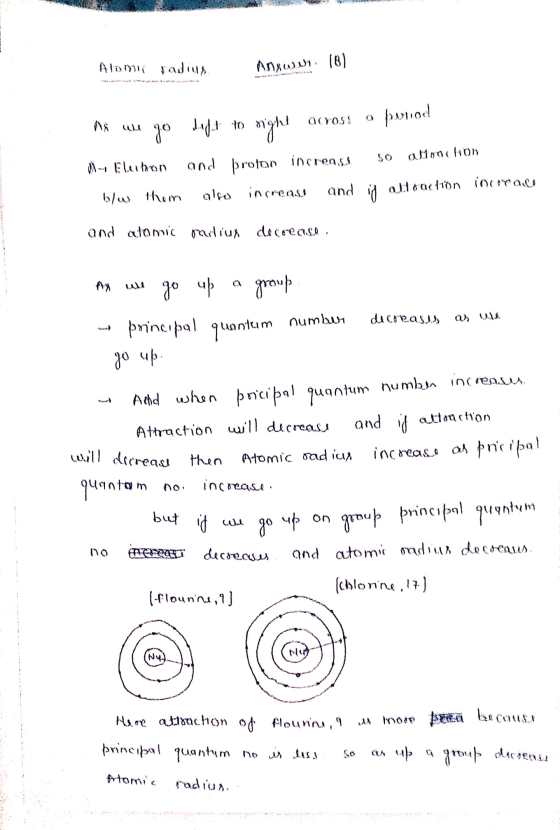Alumii padilly Answut. 10) As a 9.0) to the across a puriod M- Electaeon b/w them and prolon increase so alione hon also incr