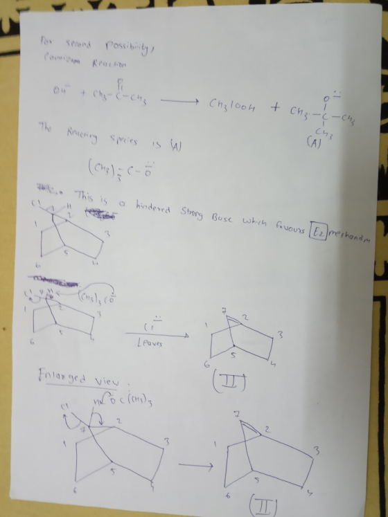 for mond possibility, Parhan Reaction on & Cha-cha Chalooh tch₂.-(-C43 The Amering species is (A) this. This is a hindered St