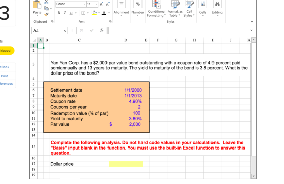 Calibri 11 A A B I U. - A Alignment Number Cells Editing Conditional Format as Cell Formatting Table Styles Styles Clipboard